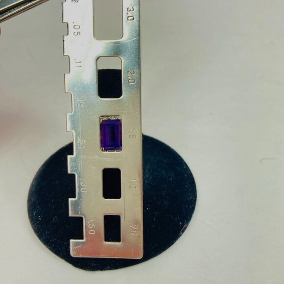 18K Solid Yellow Gold Amethyst with Diamond Halo Ring Size 6.75 - Picture 8 of 8